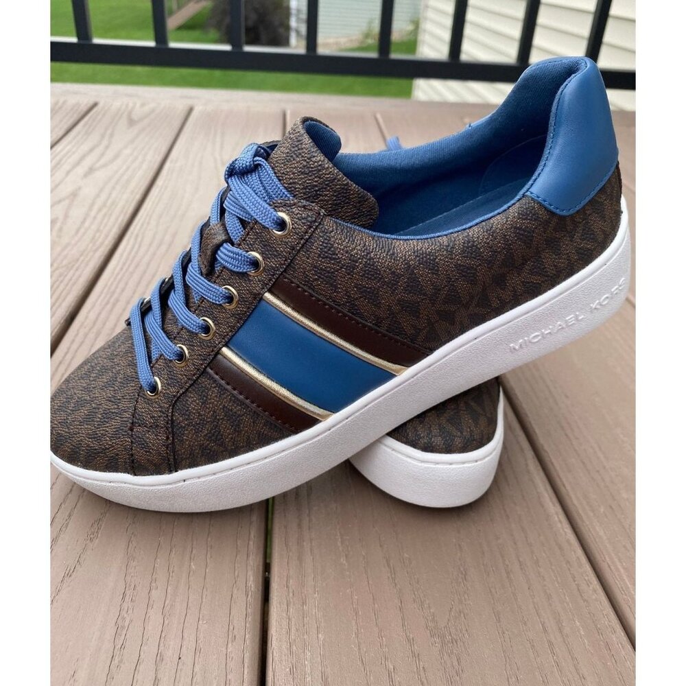 Michael Kors Shoes Womens Logo Stripe Sneaker Chambray